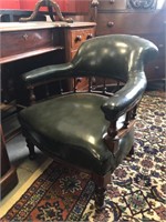 LATE VICTORIAN GREEN UPHOLSTERED LIBRARY