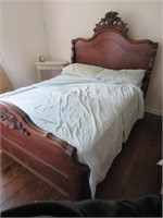 WALNUT VICTORIAN CARVED BED - BRING HELP TO REMOVE