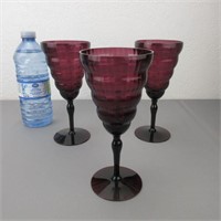 3 Amethyst Stemware By Utility Glass Works