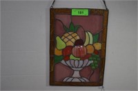 Colorful Fruit Basket Stained Glass Window Hanging