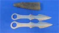 (2) Damascus Style Throwing Knives