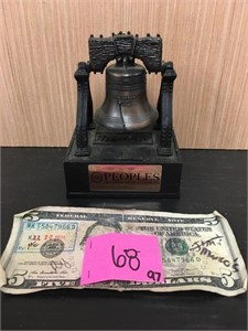 Peoples National Bank Liberty Bell Coin Bank