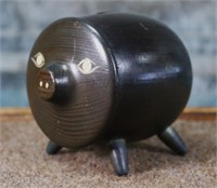 A Mid Century Modern Turned Wood Piggy Bank,