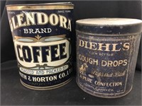 Glendor Coffee Tin & Diehl's Cough Drop Tins