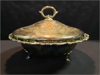 Oneida Silverplate 3 Footed Covered Serving Bowl