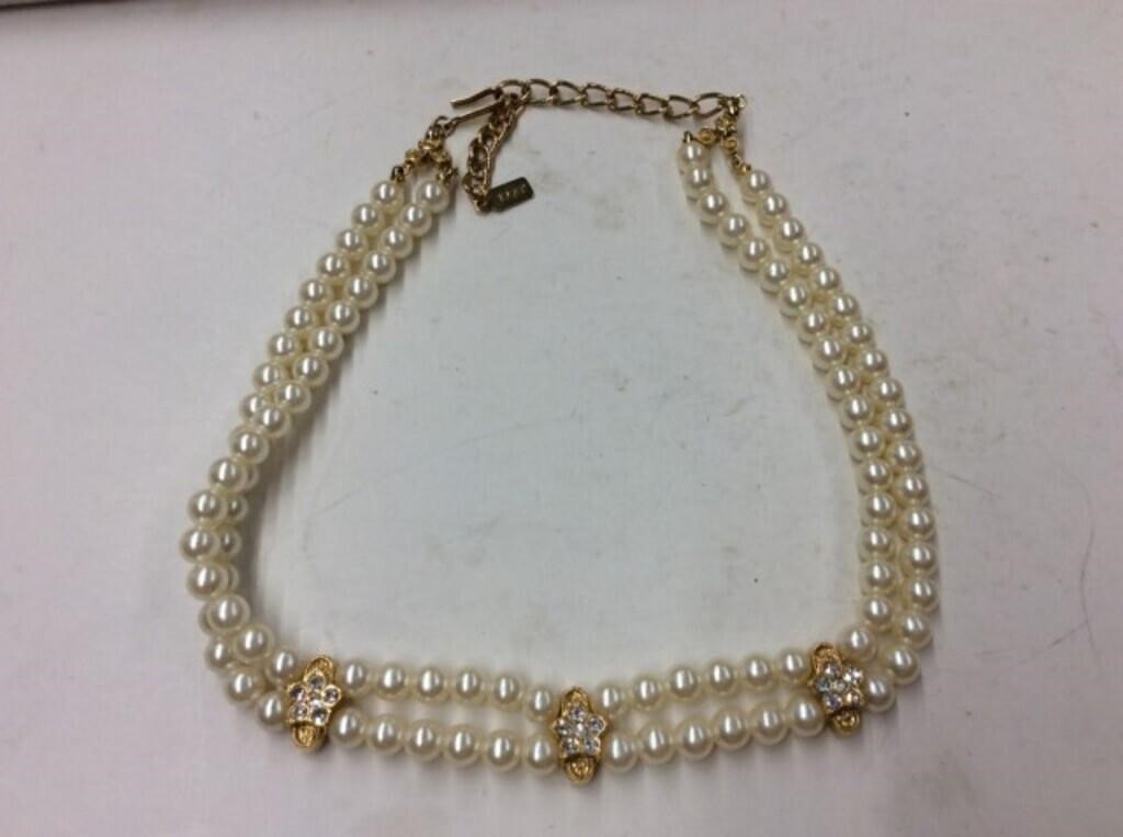 1928 Vintage Double Strand Faux Pearl Necklace