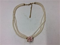1928 Vintage Triple Strand Pearl Faux Necklace