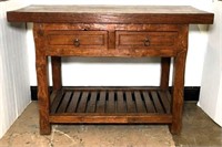 Wooden Kitchen Island with Two Drawers