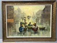 Street Scene Oil Painting on Canvas
