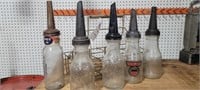 vintage Oil Jars & Carrier Dover With Spouts HEP