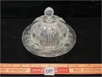 NICE CLEAR GLASS BUTTER DISH