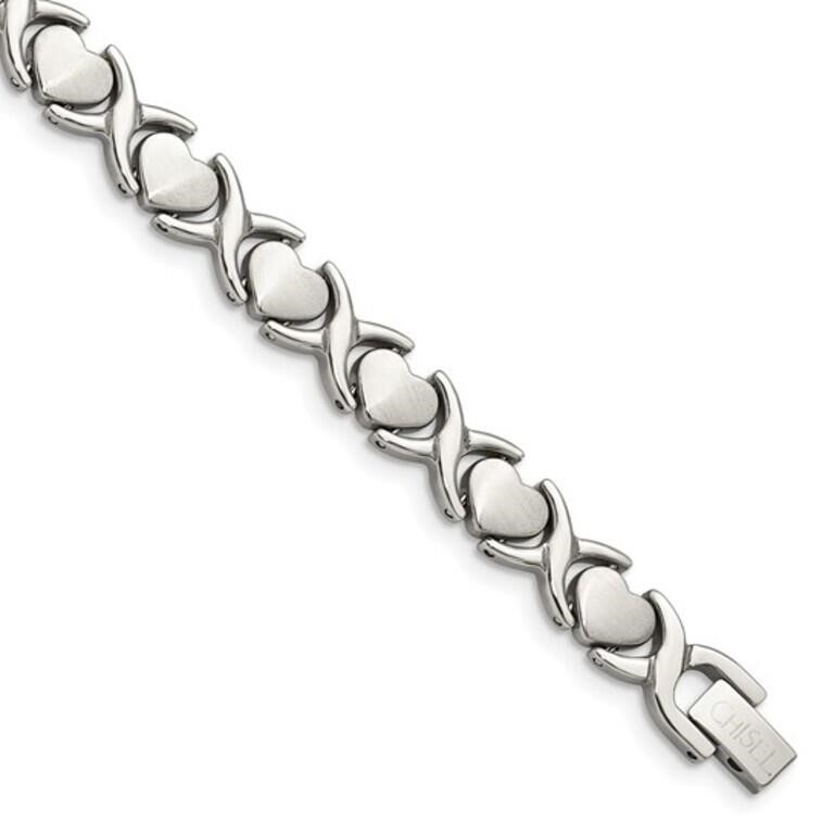 Stainless Steel Brushed-Polished Stampato Bracelet