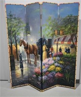 Hand Painted 4 Panel Privacy Screen Room Divider