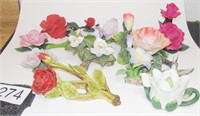 Grouping of Ceramic Roses & Flowers, Vintage