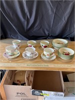 Assorted tea cups, saucers, and bowls (6)