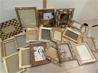 Picture frames, lots of gold colored