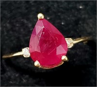 $2500 10K Natural Ruby(1ct) Diamond(0.01ct) Ring