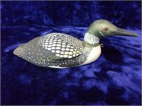 Signed CA Parish Hand Carved Loon Decoy