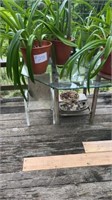 Octagonal glass and metal patio table 46 wide,