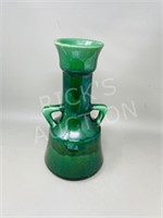 12" tall green vase w/ lava pumice glaze, Jopeko