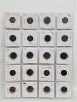 Twenty Various Date Indian Head Pennies