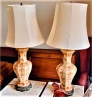 Pr Vintage Lamps with Butterflies Mid Century