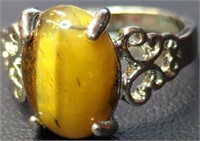 925 stamped tiger's eye ring size 9