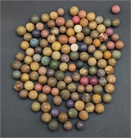 Big Lot Of Clay Marbles 1 LB