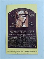 Warren Spahn Baseball Hall of Fame Postcard