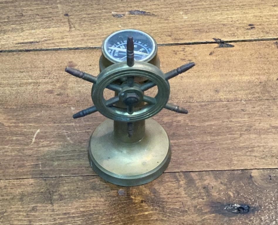 5" Brass Ship Wheel Compass