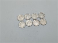 1957 Roosevelt Silver Dimes Dime Excellent Lot 9