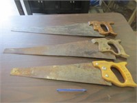 3 RUSTIC HAND SAWS