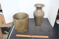 Brass? Vase & Metal Pot