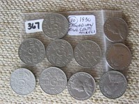 10   Canadian 1930 Five Cents Nickel Coins