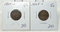 (2) 1864-L Cents VG