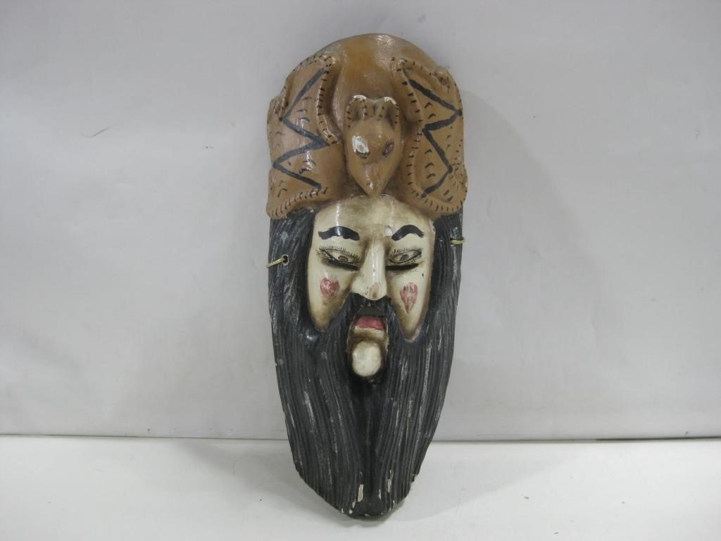 Hand Carved Wood Sculpture/ Mask 18" Tall