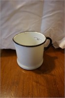 Vintage White with Black Trim Small Pitcher