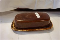 Brown Glazed Butter Dish with Lid