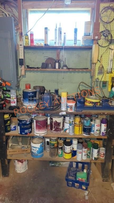large workshop tool and paint lot