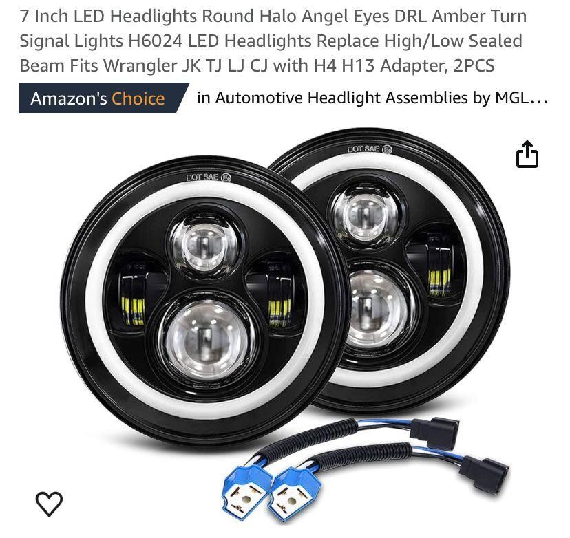 7 Inch LED Headlights Round Halo