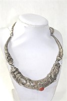 Tibetian silver necklace coral