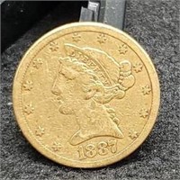 1887-S Five Dollar Gold Liberty Half Eagle