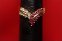 A 14 Karat Gold Ruby and Diamond Ring