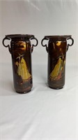 2X KINGSWARE "PIED PIPER" DOUBLE HANDLED VASES