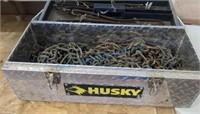 Husky diamond plate toolbox and chain