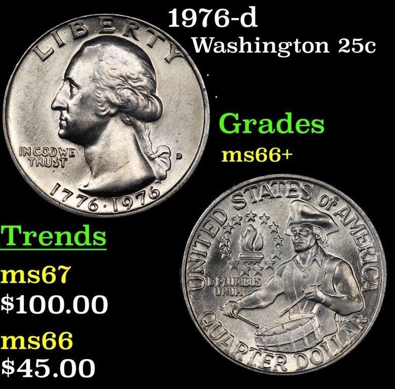 1976-d Washington Quarter 25c Grades GEM++ Unc
