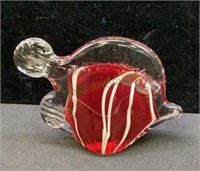 Art glass red and white striped fish figurine 3