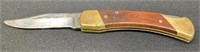 Shrade brass and wooden handle pocket knife with