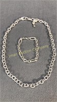 Sterling Necklace & Bracelet, 16” Necklace