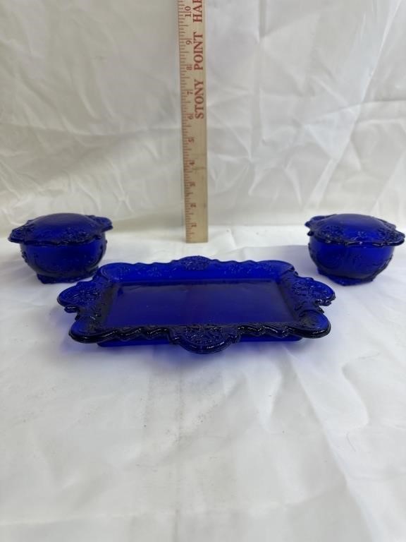 Cobalt Blue Creamer and Sugar set